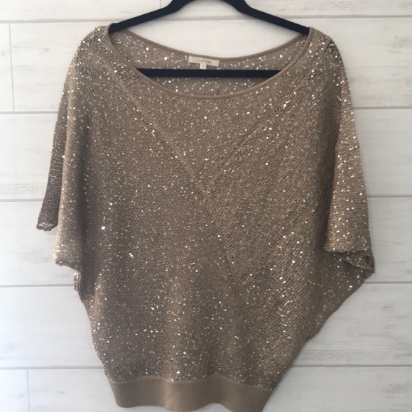 Gold sequence knit blouse- matty m. - Picture 3 of 5
